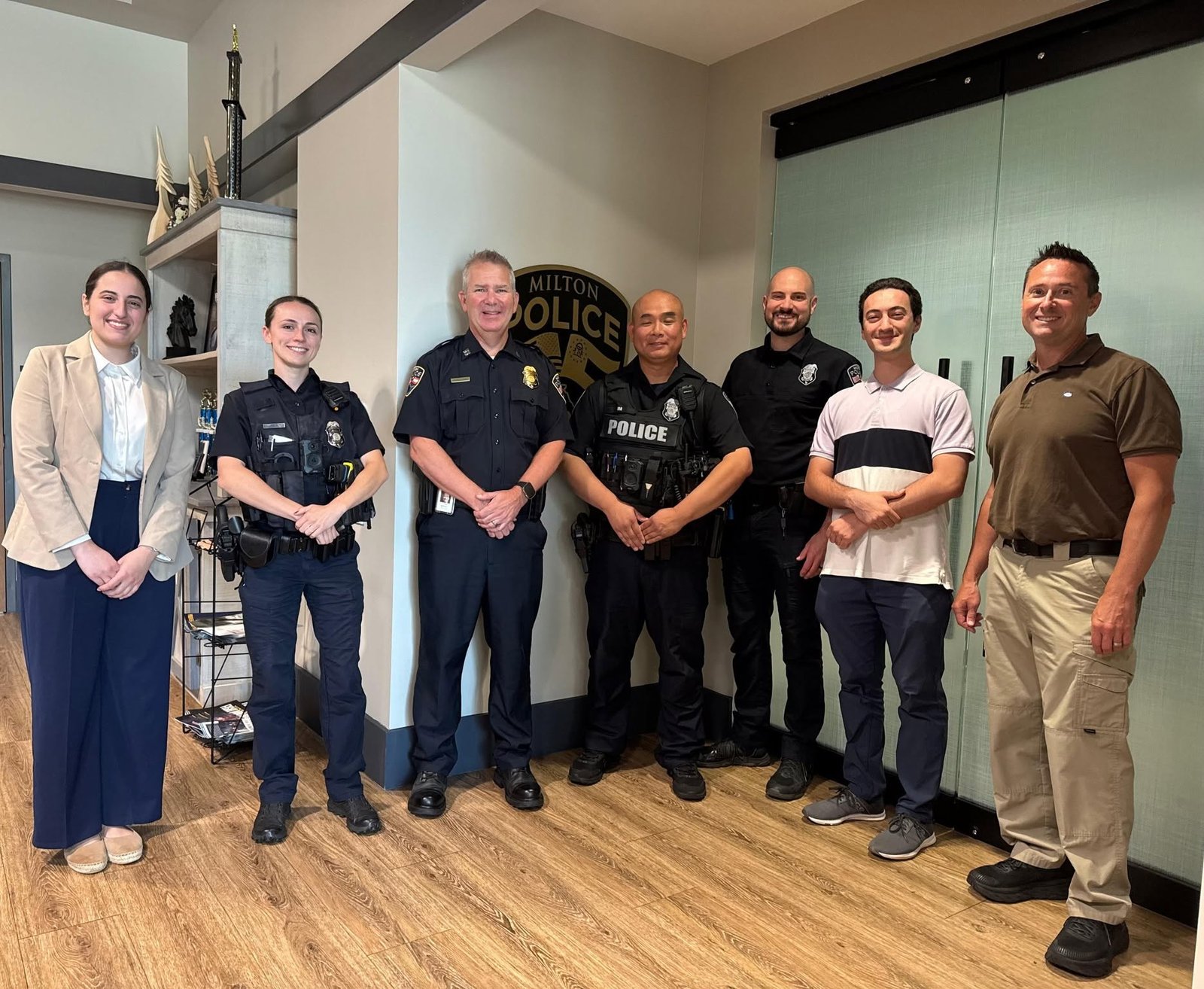 Atlantic Institute representatives with Milton Police Department leadership