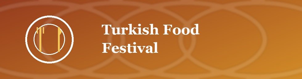Turkish Food Festival banner with plate and fork icon